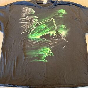 Grim Reaper Biker Motorcycle Graphic T Shirt Black 3XL Gildan Heavy Cotton